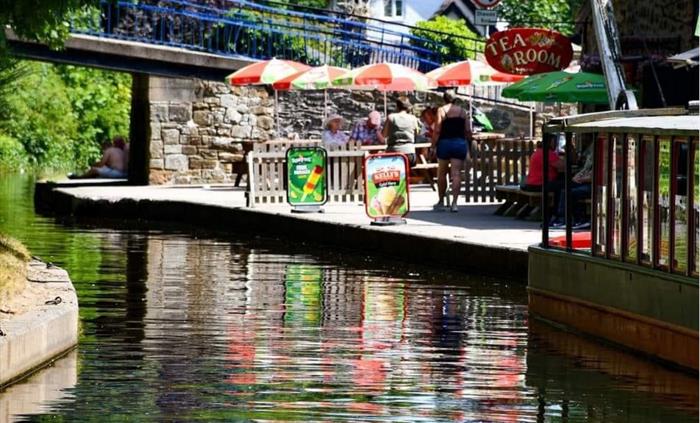 Llangollen Wharf Canal Side View of our traditional Tea Room.